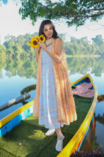 Sky Bloom Layered Cotton Midi Dress - Image 2