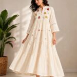 Floral Embroidered Cotton Maxi Dress
