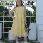 Unshine Bloom Pleated Midi Dress & Premium Orange Floral Appliqué Midi Dress