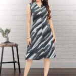 Grey & White Premium  Printed Midi