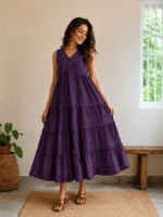 Premium Cotton Tiered Midi Dress