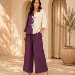 Premium Brown & Ivory Bow Detail Women’s Co-Ord Set