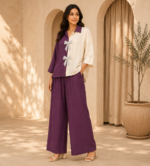 Premium Brown & Ivory Bow Detail Women’s Co-Ord Set