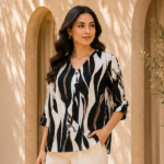 Premium Abstract Print Relaxed Fit Women’s Top