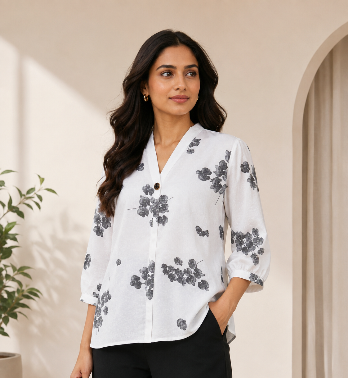 Codex Image Aug 29, 2026, 02_07_14 PM Premium Floral Print Relaxed Fit Women’s Top - Image 1