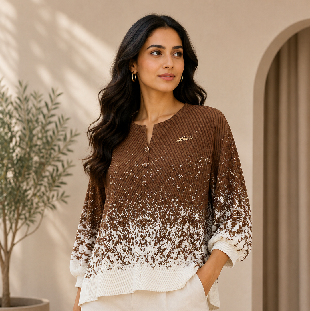 Codex Image Aug 29, 2026, 04_08_51 PM Premium Korean Textured Ombre Printed Women’s Top - Image 1