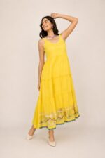 Premium Yellow Cotton One Piece Dress for Women