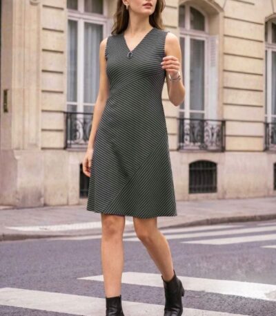 Premium Striped Cotton One Piece Dress for Women