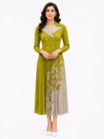 Premium Korean Floral Pleated Midi Dress for Women - Image 2