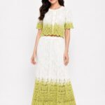 White & Lemon Green Crosio Co-ord Set