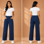 Premium Elastic Waist Wide Leg Denim Jeggings