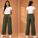 Premium  Linen Elastic Waist Wide-Leg Casual Pants