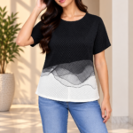 Textured Two-Tone korean Casual Top