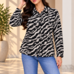 Floral Textured Button-Down korean Shirt Top