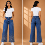 Premium Rhinestone Embellished Bootcut  Denim Jeans