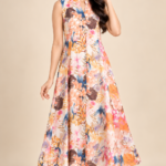 Floral Print Sleeveless Button-Down Midi