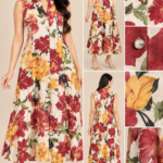 Premium Floral Print Sleeveless Button-Down Midi