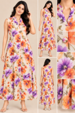 Floral Print Sleeveless Button-Down Midi - Image 2