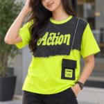 Women’s Graphic Patchwork Utility Casual T-Shirt
