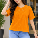 Women’s  Embroidered Textured Casual Knitted Top