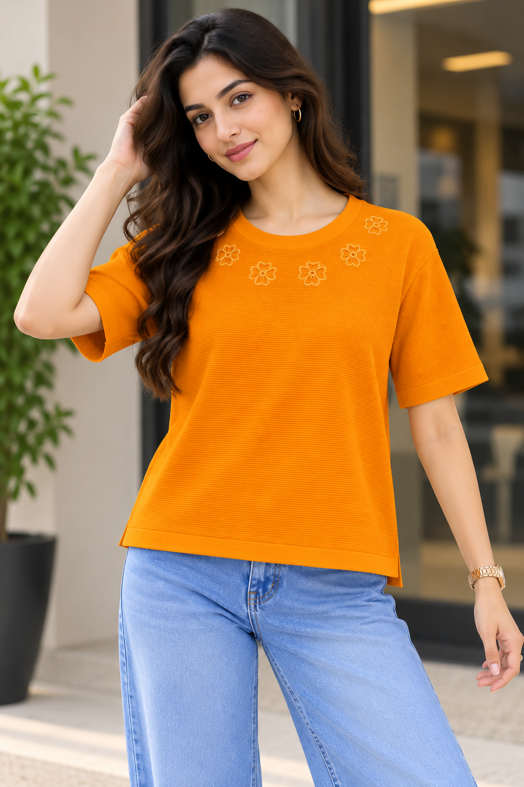 Codex Image Sep 8, 2026, 03_10_38 PM Women’s Embroidered Textured Casual Knitted Top - Image 1