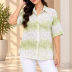 Women’s Textured Floral Button-Down Casual Shirt