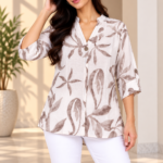 Women’s Botanical Print Relaxed Tunic Top